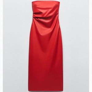 ZARA Faux Red Leather Dress